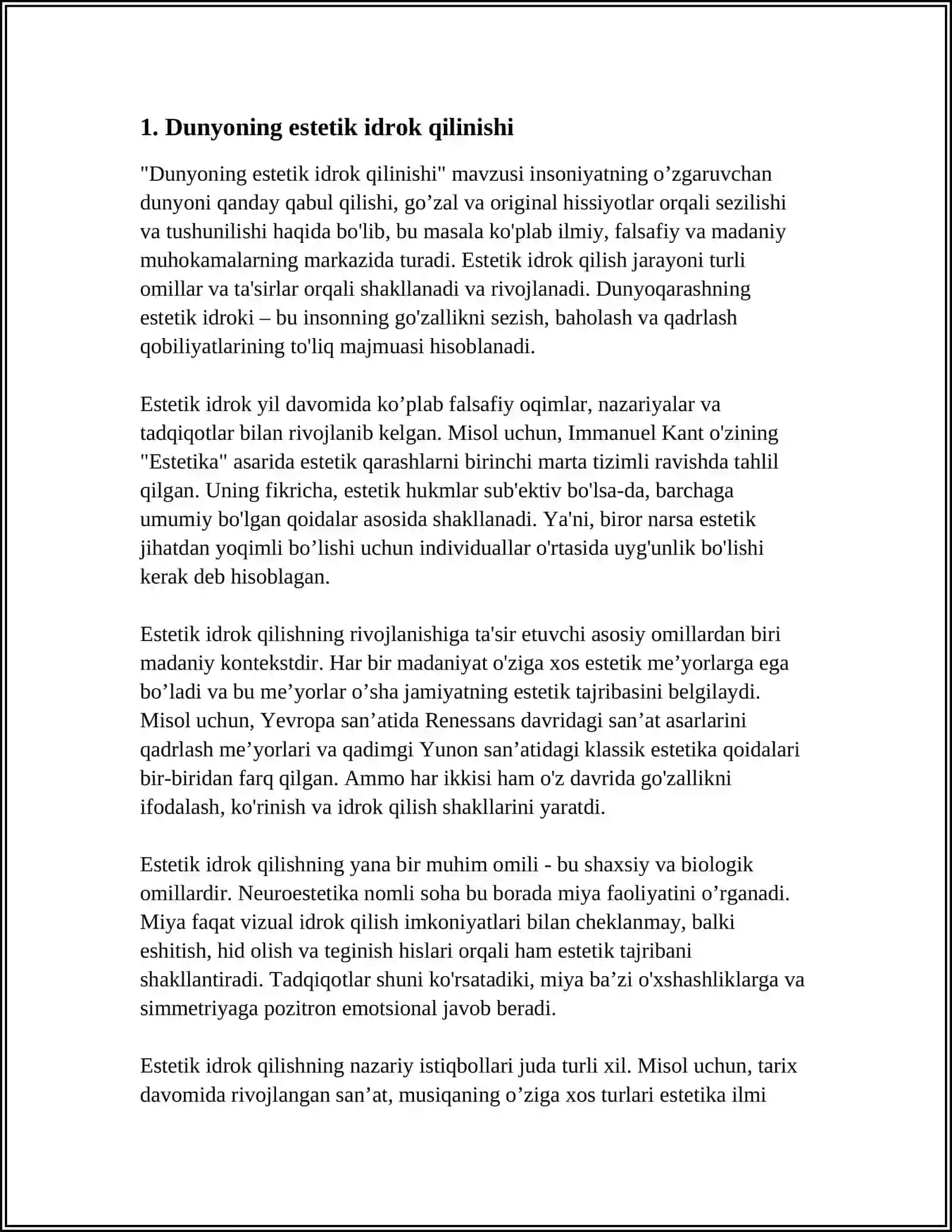DUNYONI ESTETIK IDROK ETISHNING BADIIY AHAMIYATI 3