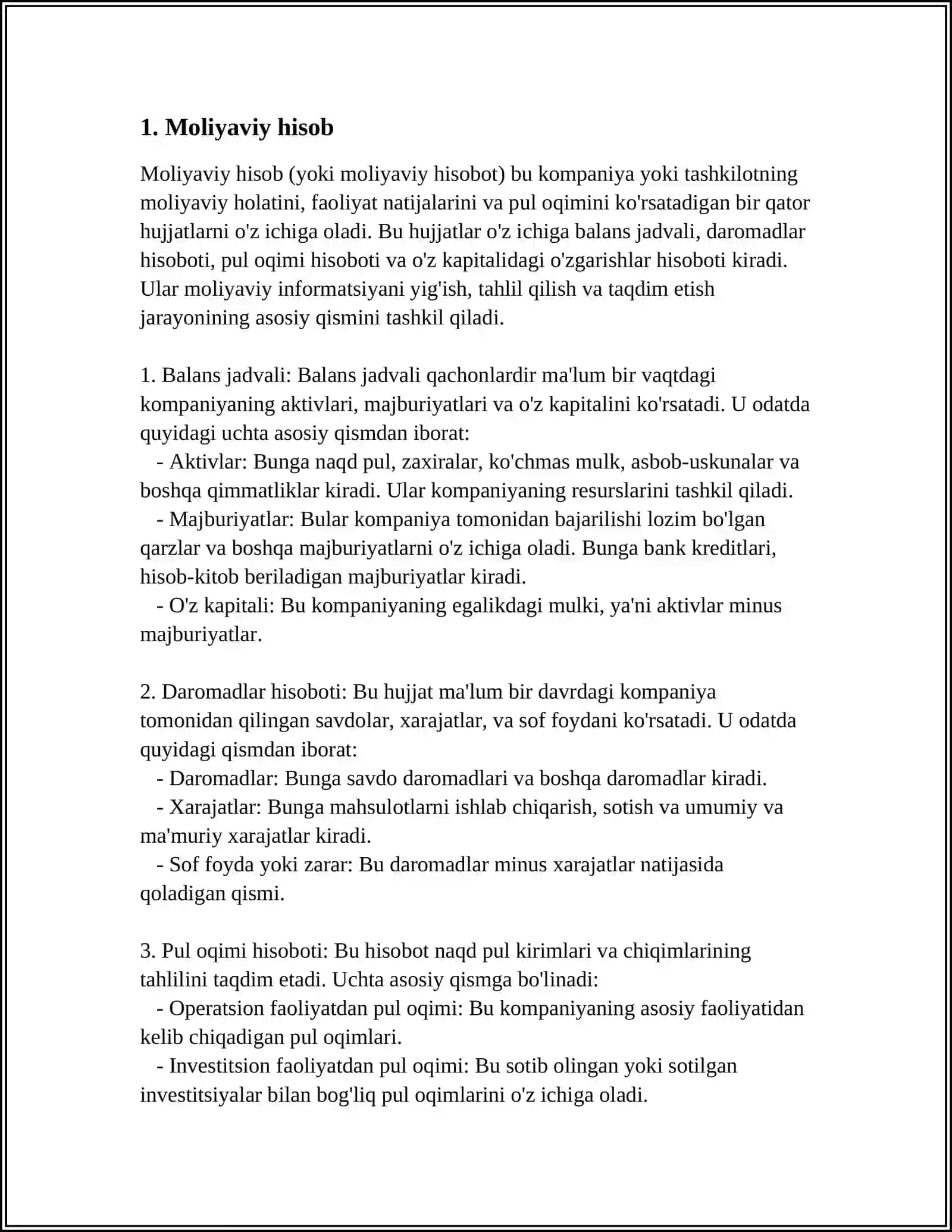 XOʻJALIK HISOBINING TURLARI, HISOBDA QOʻLLANILADIGAN OʻLCHOV BIRLIKLARI 3
