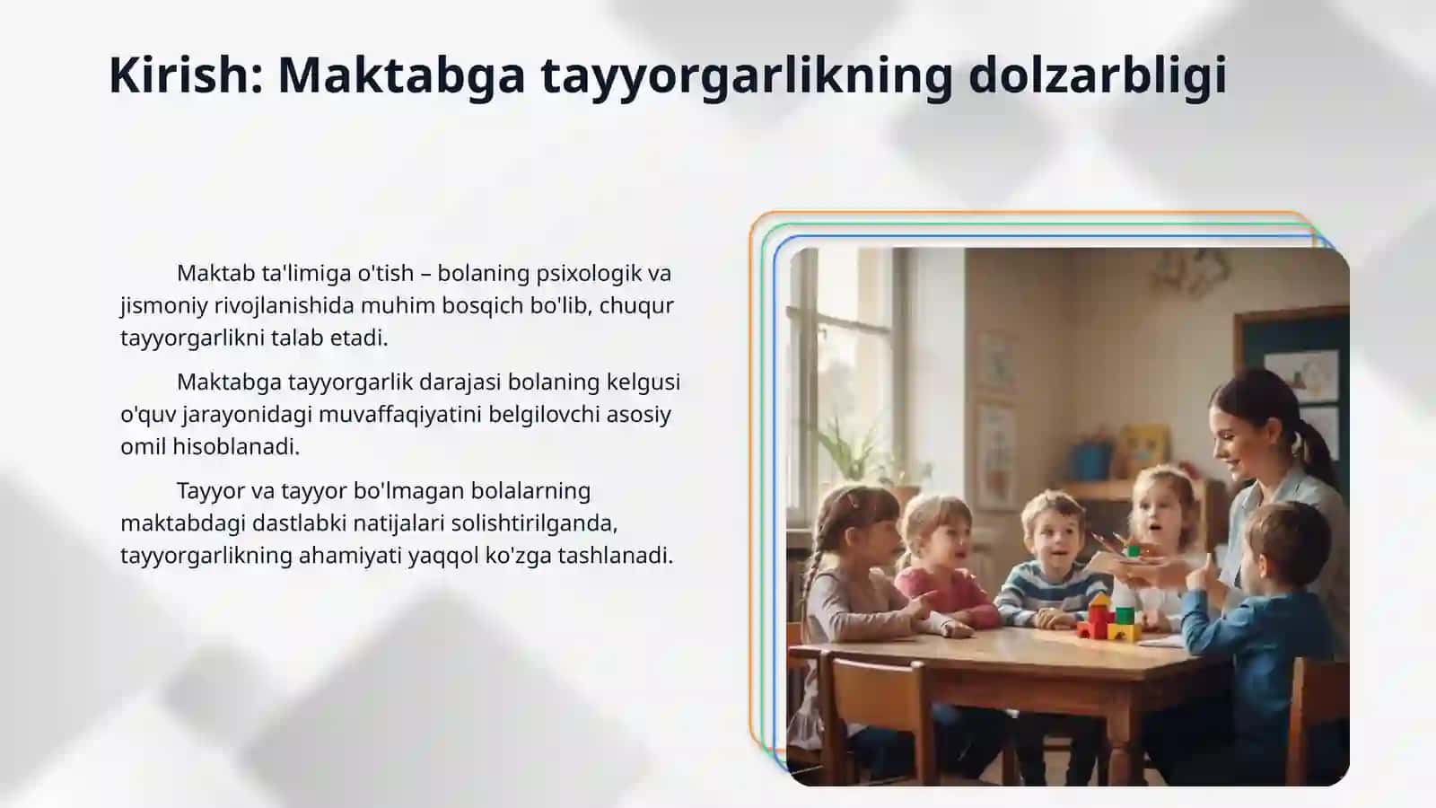 Bolalarni maktabga tayyorgarligini tashxislash usullari 3