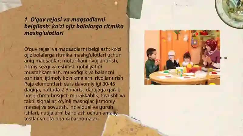 Ko’zi ojiz bolalarga ritmika mashg’ulotlarini o’tkazish 3