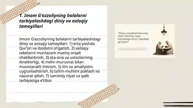 Sharq mutafakkirlarining bola tarbiyasi muommolari haqidagi qarashlari 3