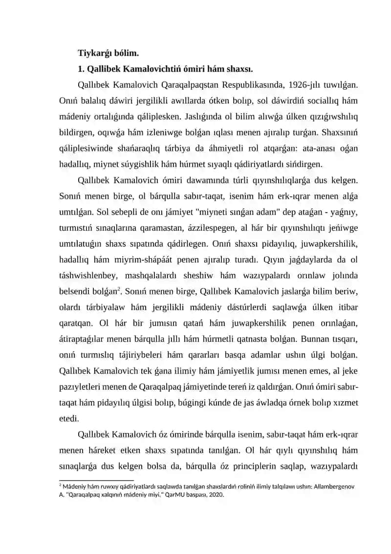 Qallibek Kamalovichtiń ómiri hám onıń qaraqalpaq jámiyetindegi roli 3
