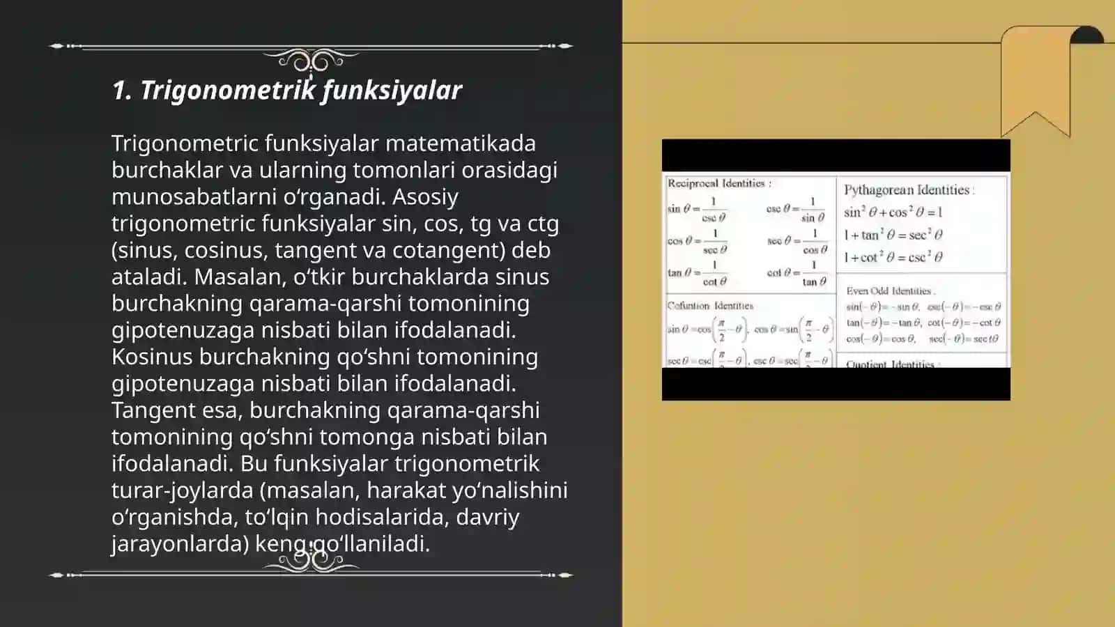 Trigonometrik ayniyatlar 3