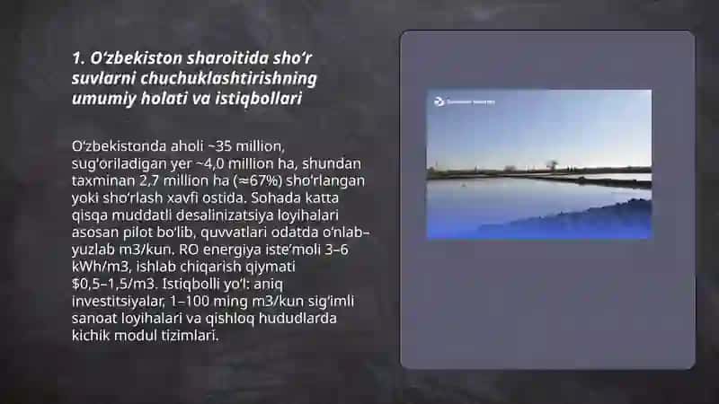 Oʻzbekiston sharoitida shoʻr suvlarni chuchuklashrirish 3