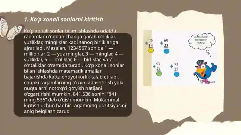 1-sinf Matematika "Koʻpxonaliklar" 3
