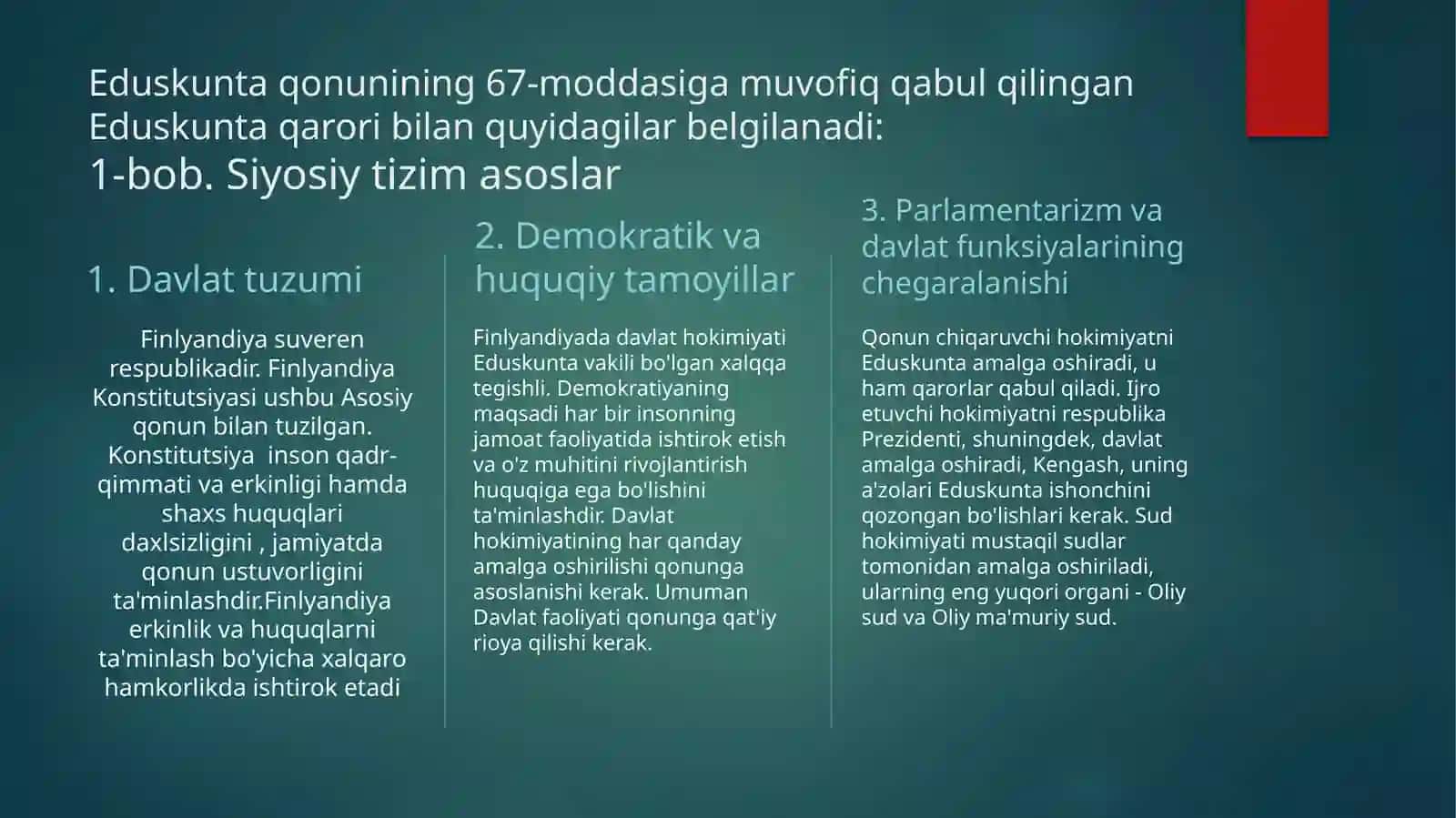 Finlandiya Konstitutsiyasi (Finlandiya Respublikasi) 3