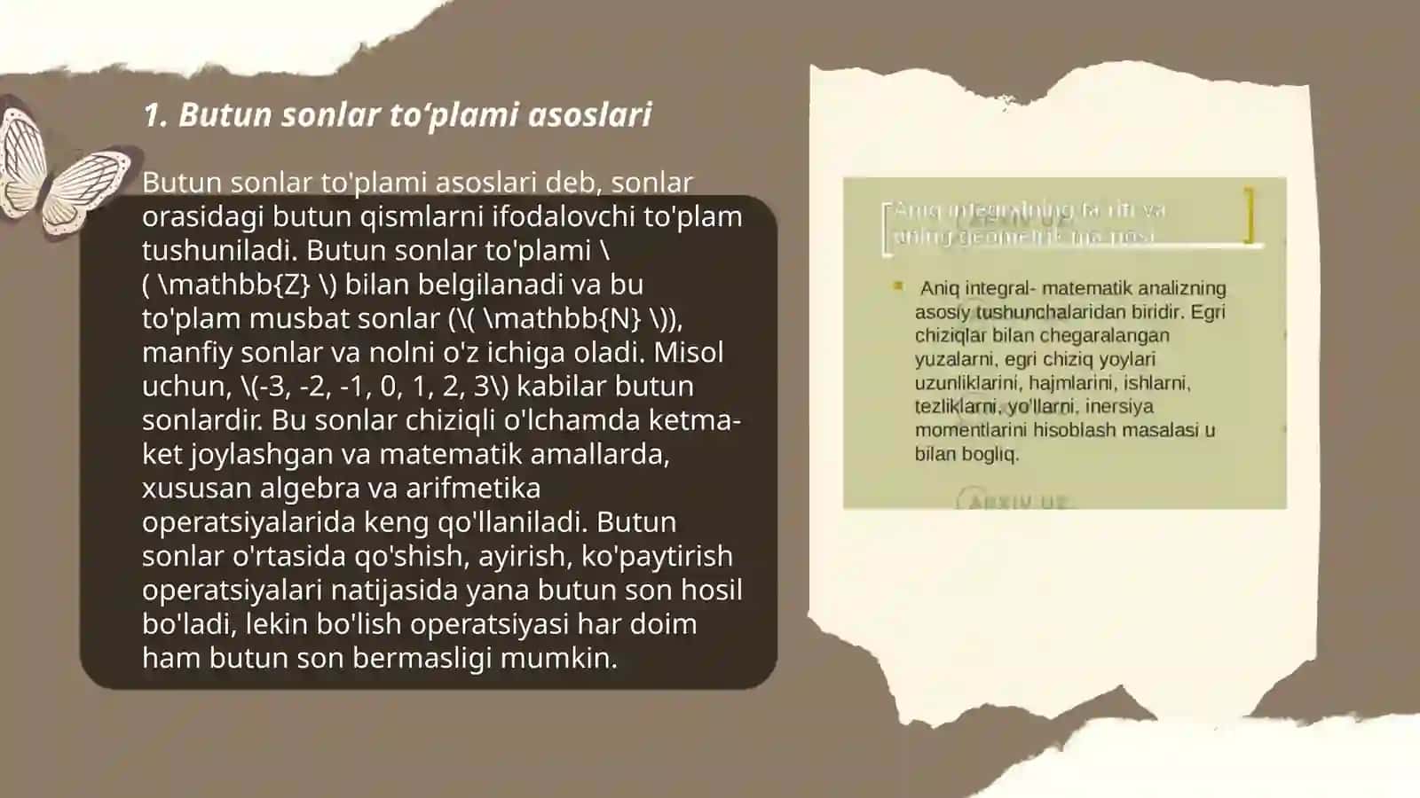 Butun sonlar toʻplamining xossalari va ularning geometrik interpretatsiyasi 3