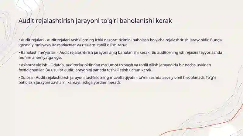 Auditni dastlabki rejalashtirishning mazmuni va uni amalga oshirish tartibi 3