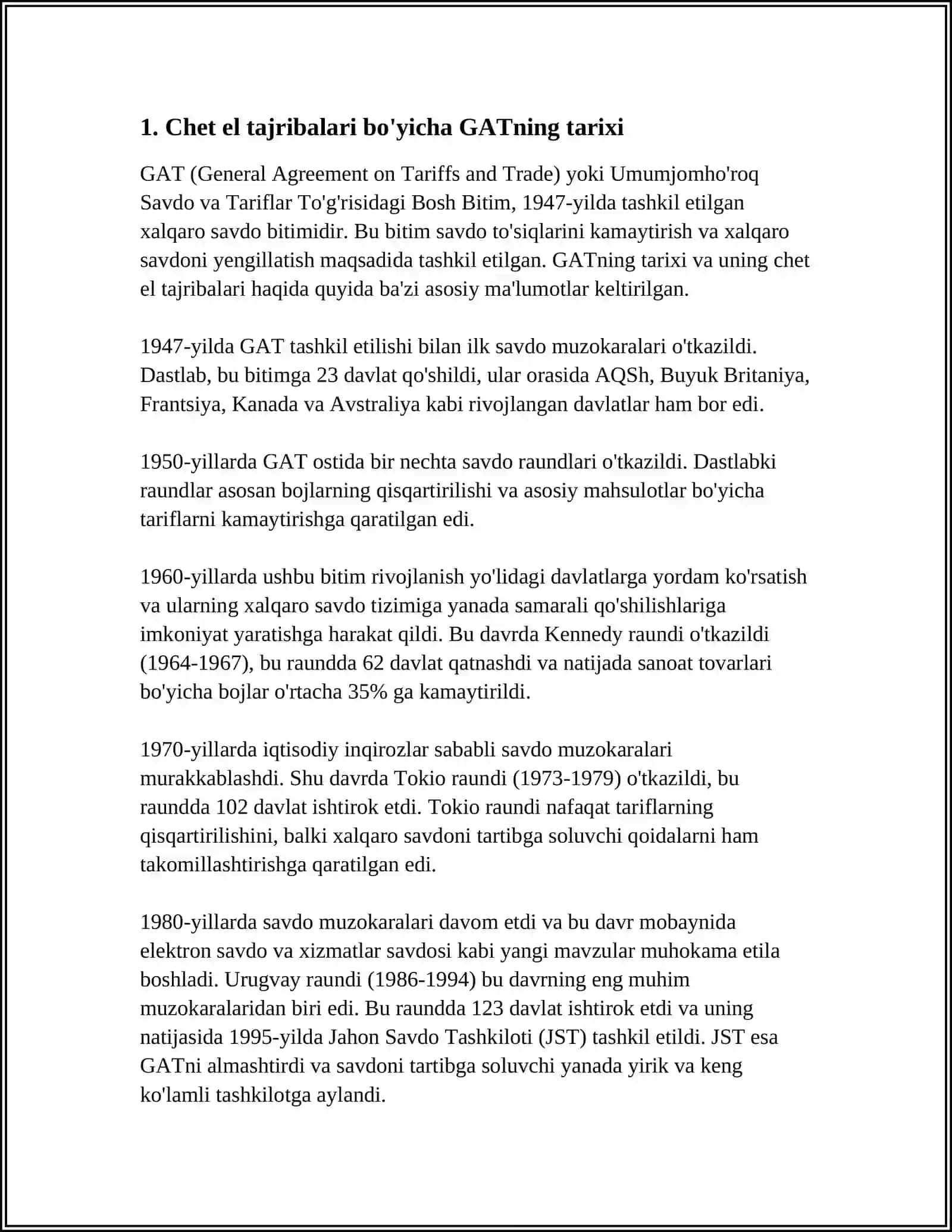 CHET EL TAJRIBALARI BO'YICHA GATNI TAHLIL QILISH 3