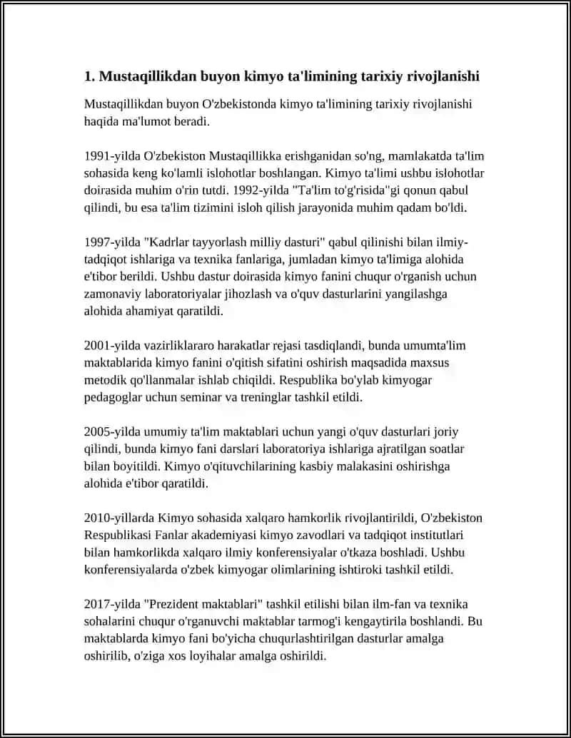 MUSTAQILLIK YILLARIDA VA HOZIRGI KUNDA KIMYO FANINI O'RGANISH VA RIVOJLANISH TENDEKSIYALARI (HOLATI) 3