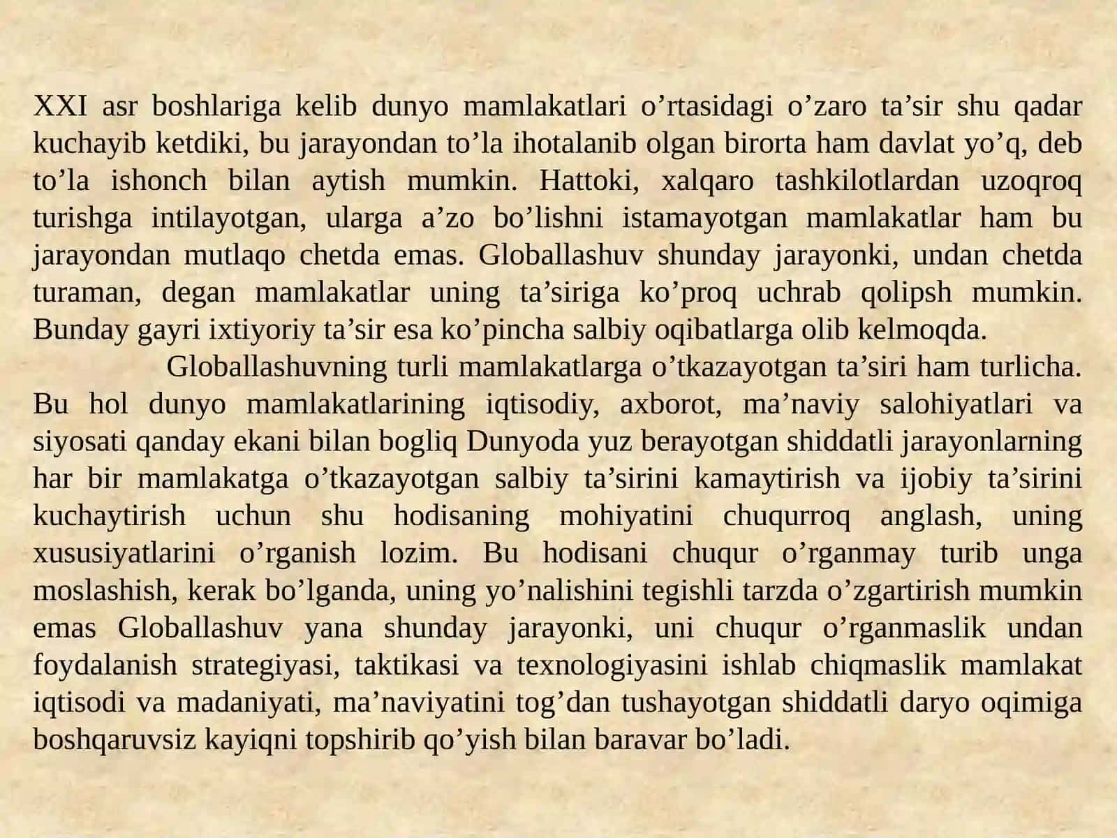Globallashuv jarayonining ijtimoiy va salbiy ta'siri 3