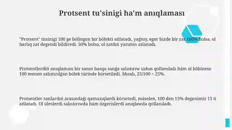 Osiw procentine tiyisli maseleler sheshiw 3