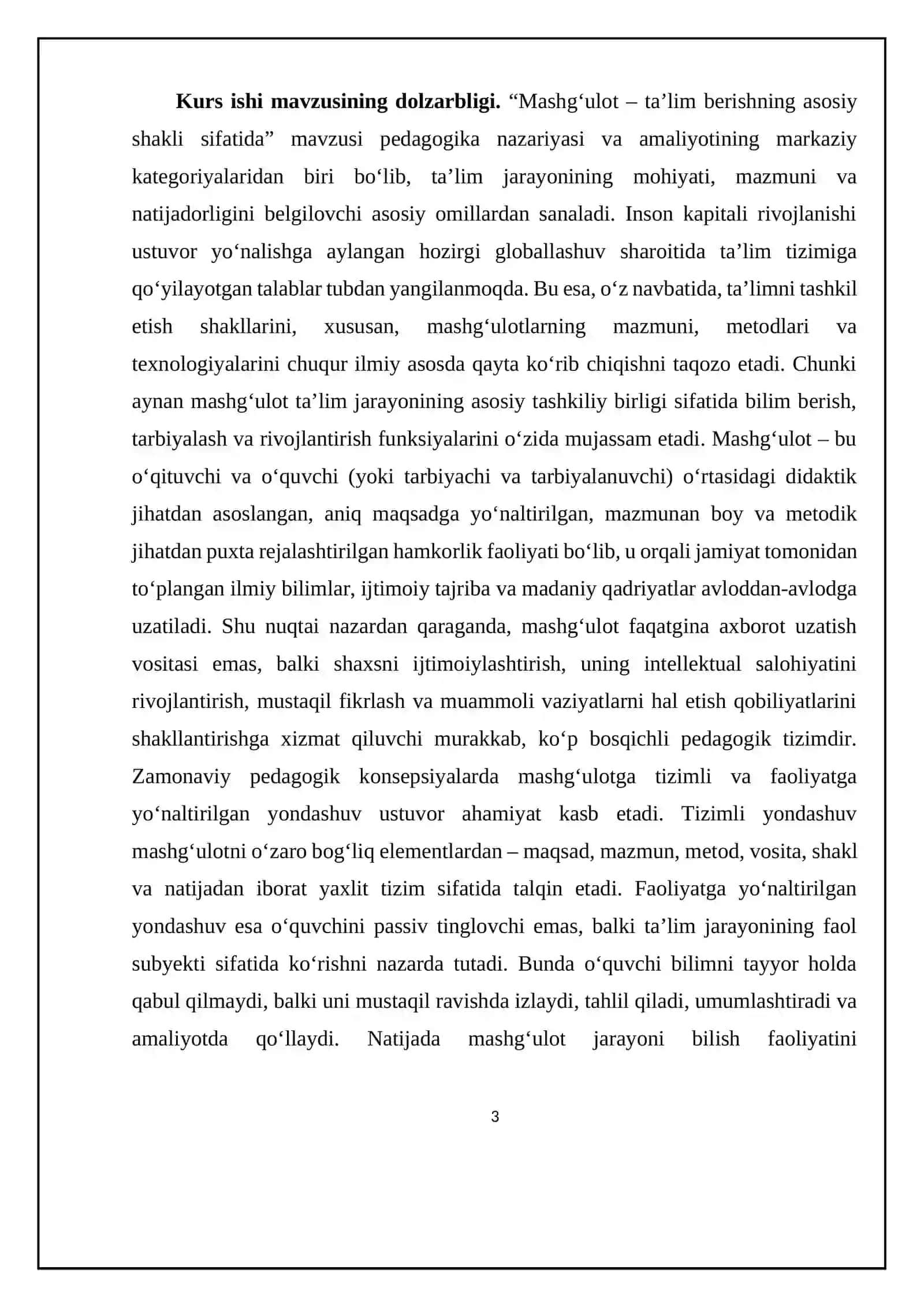 MASHG‘ULOT – TA’LIM BERISHNING ASOSIY SHAKLI SIFATIDA 3