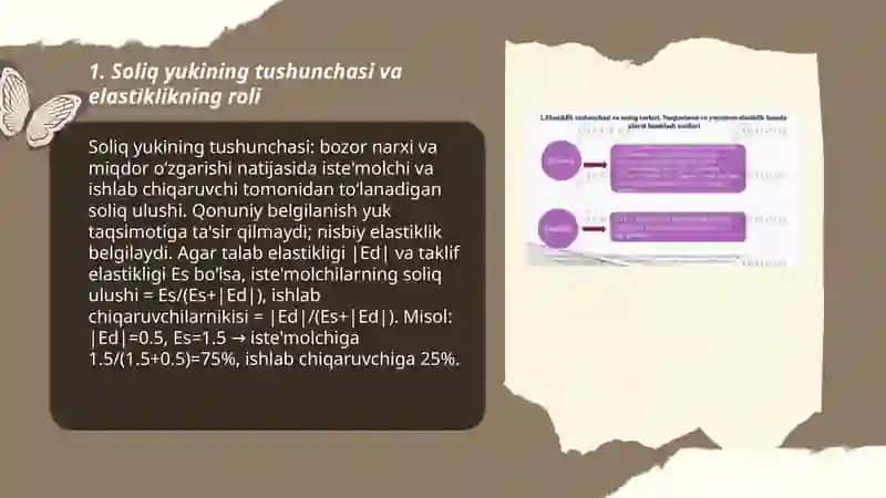 Elastiklik va soliq yukining istemolchi va ishlab chiqaruvchi o’rtasida taqsimlanishi 3