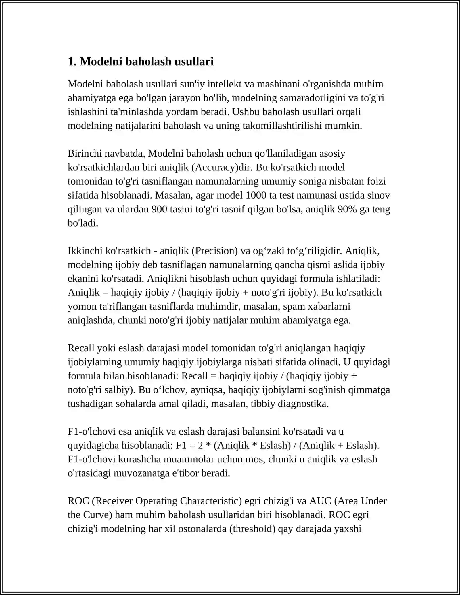 MODEL VA UNING TURLARI 3