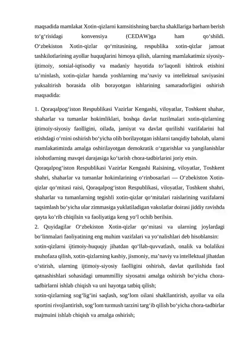 Xotin-qizlar huquqlarini himoya qiluvchi meyoriy hujjatlar 3