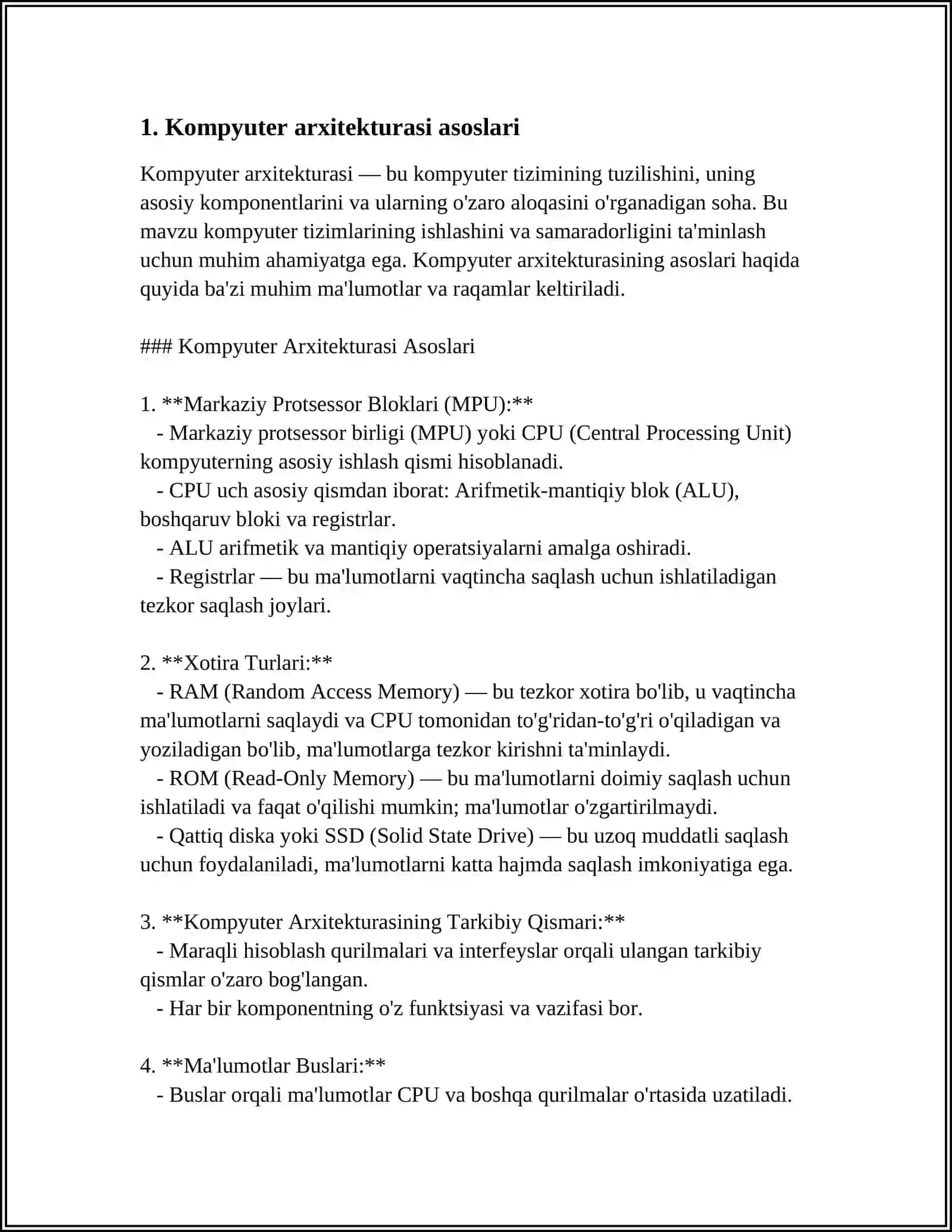 KOMPYUTER ARXITEKTURASI: TUSHUNCHA VA ASOSIY ELEMENTLAR 3