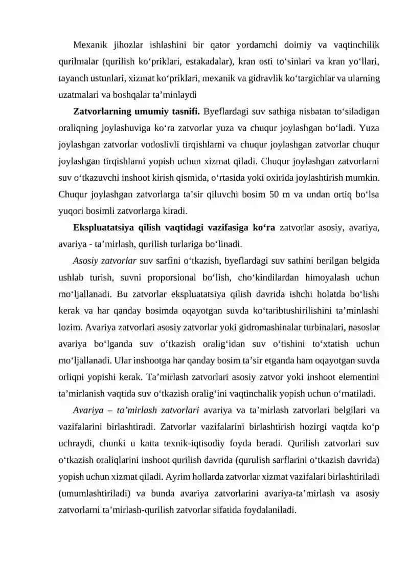 Gidrotexnika inshootlarini zatvorlari 3