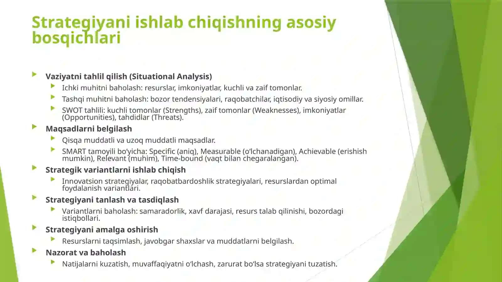KORXONADA MUVAFAQQIYATLI ISHBOP STRATEGIYANI ISHLAB CHIQISH 3