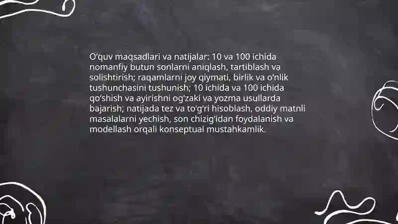 10 va 100 ichida nomanfiy butun sonlar ustida arifmetik amallarni oʻrgatish metodikasi 3