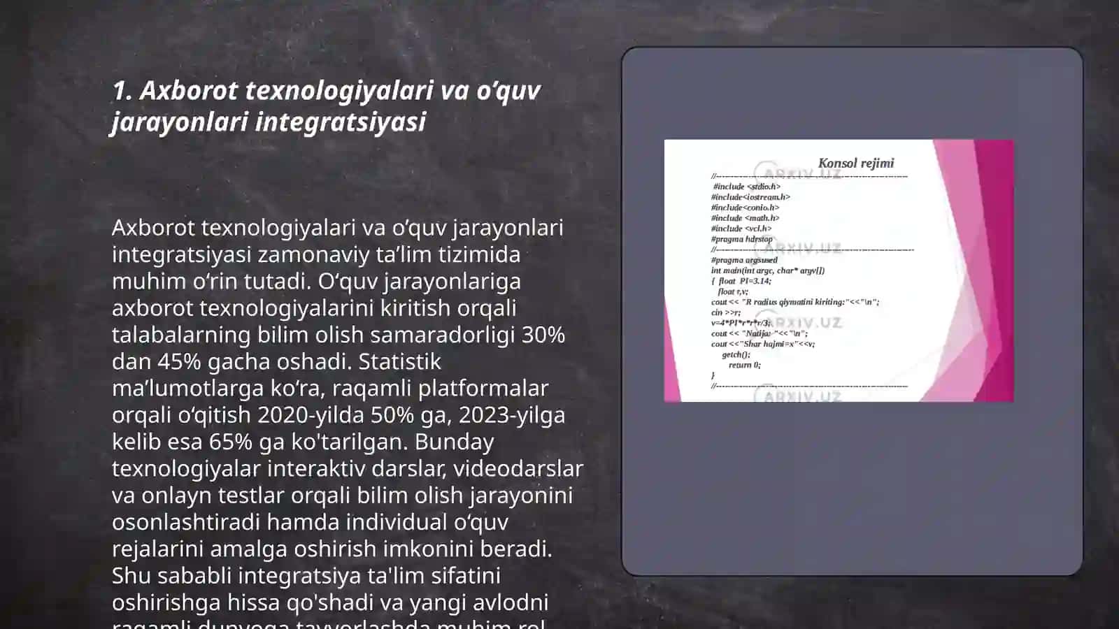 Axborot texnologiyalari va o’quv jarayonlari integratsiyasi 3