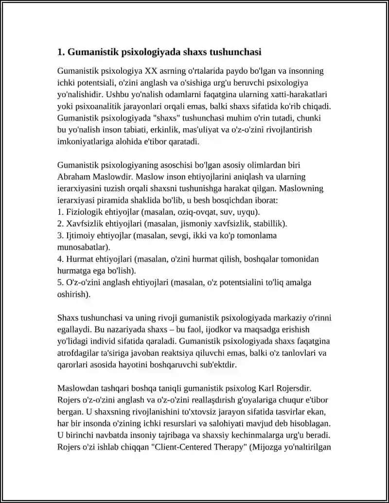 GUMANISTIK PSIXOLOGIYADA SHAXS 3