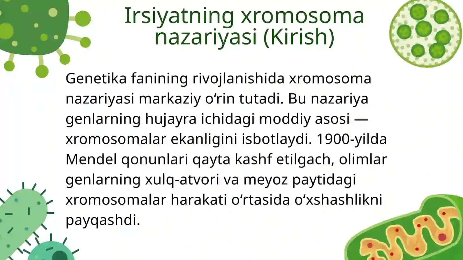 Irsiyatning xromosoma nazariyasi: T. Morgan tajribalari va nazariyaning asosiy qoidalari 3