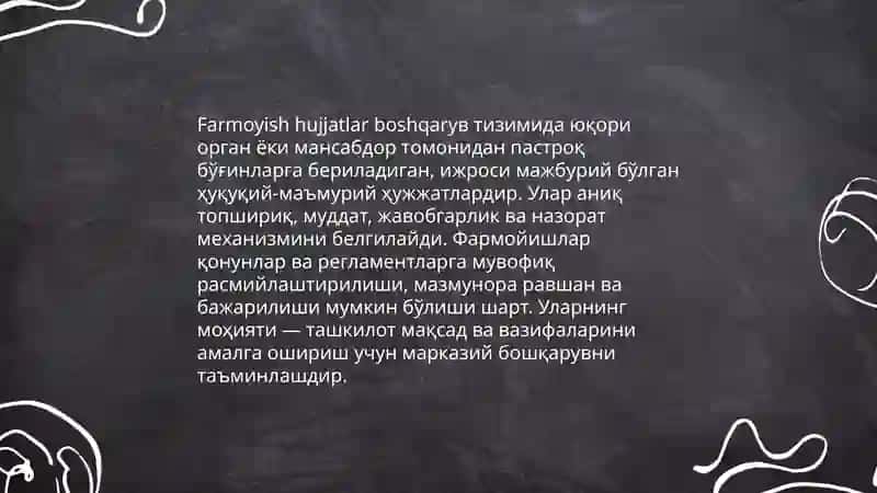 Farmoyish hujjatlar 3