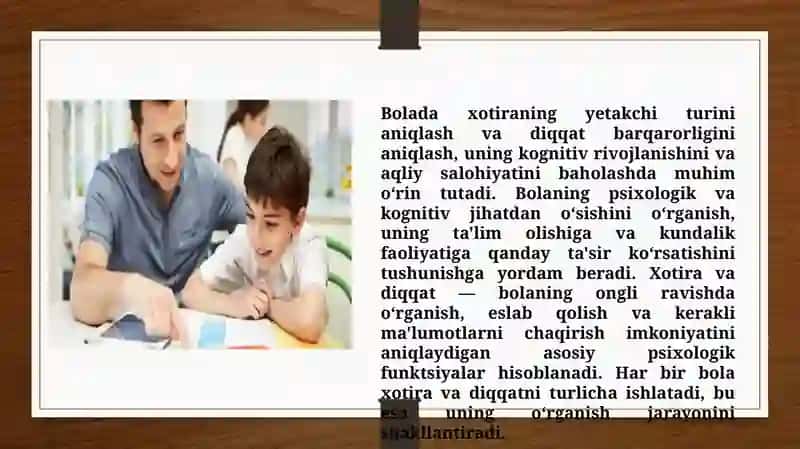 Bolada xotiraning yetakchi turini aniqlash, diqqat barqarorligini aniqlash (TAQDIMOT) 3