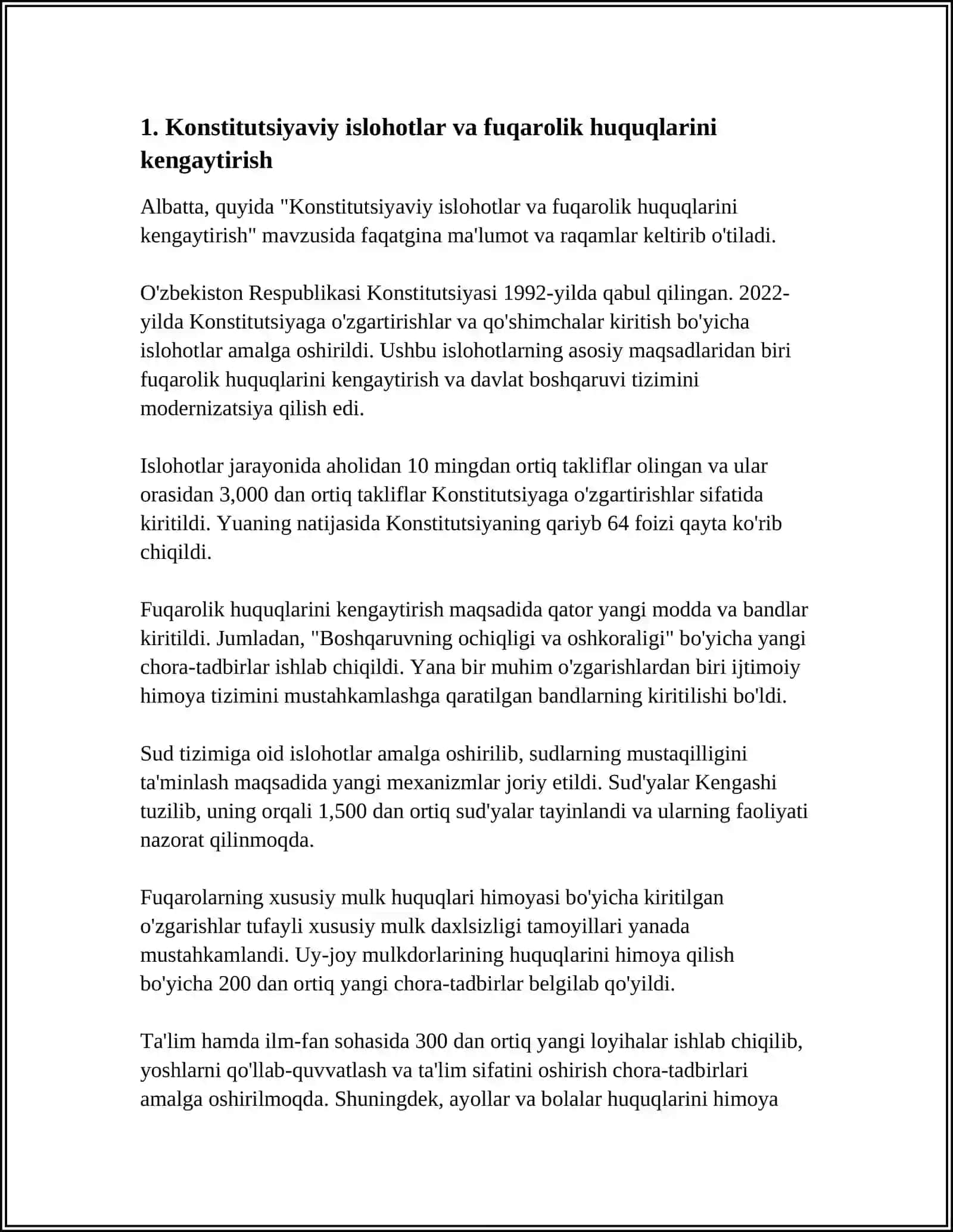 OʻZBEKSTADA DEMOKRATIYALIQ PUXARALIQ JAMIYET TIYKARLARINIŇ QALIPLESIWI AMELGE ASIRLĞAN SIYASIY REFORMALAR 3
