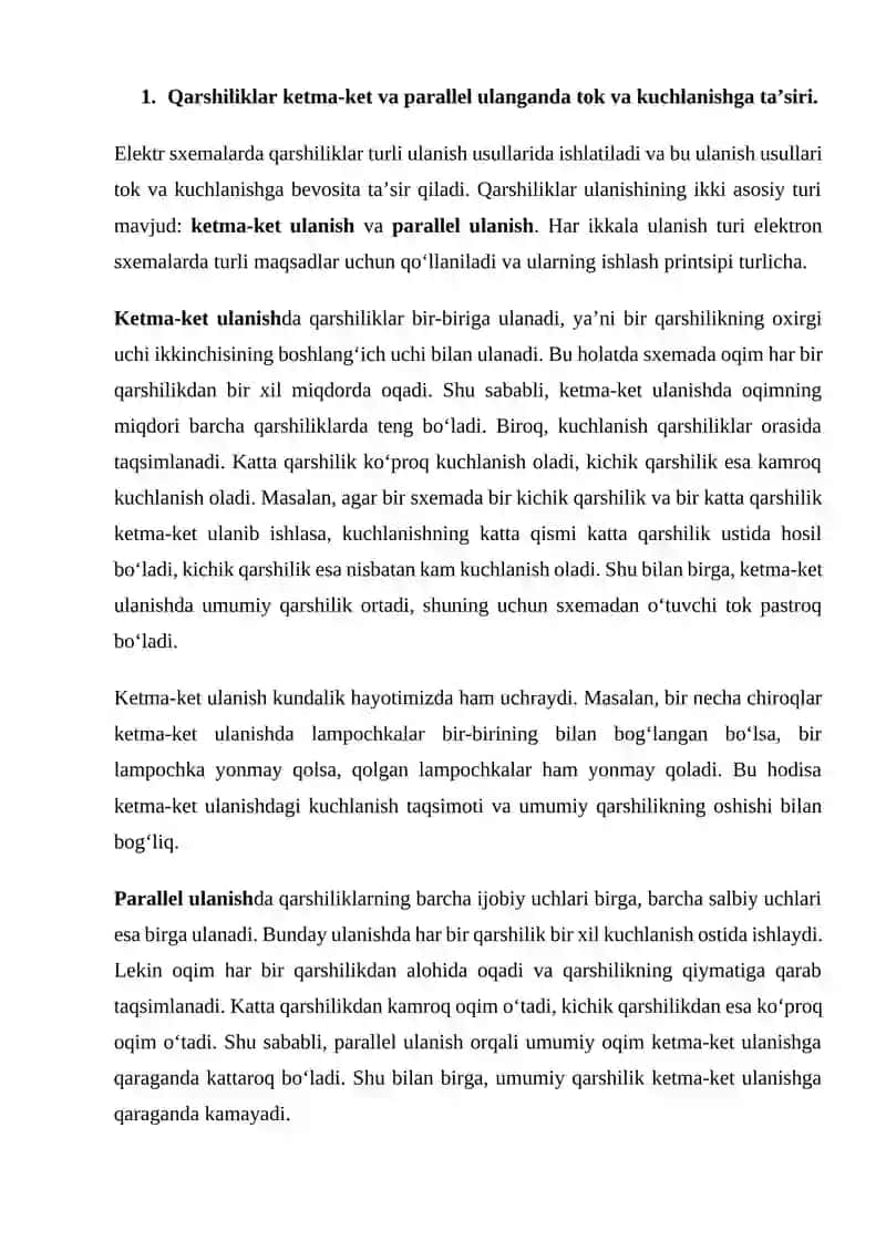 Ketma-ket va parallel ulanishning farqlari 3
