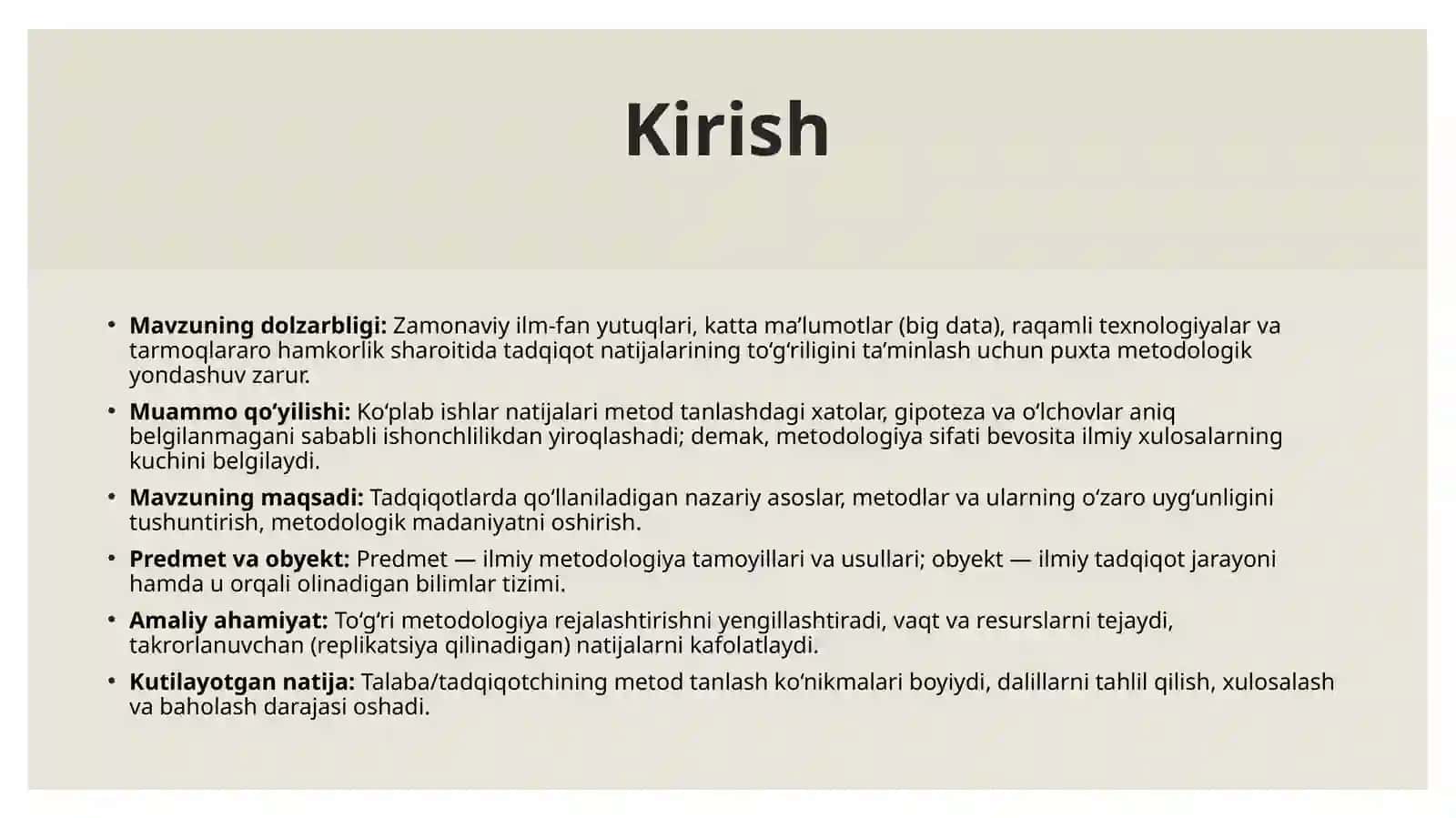 Tadqiqotlarning ilmiy metodologik jihatlari 3