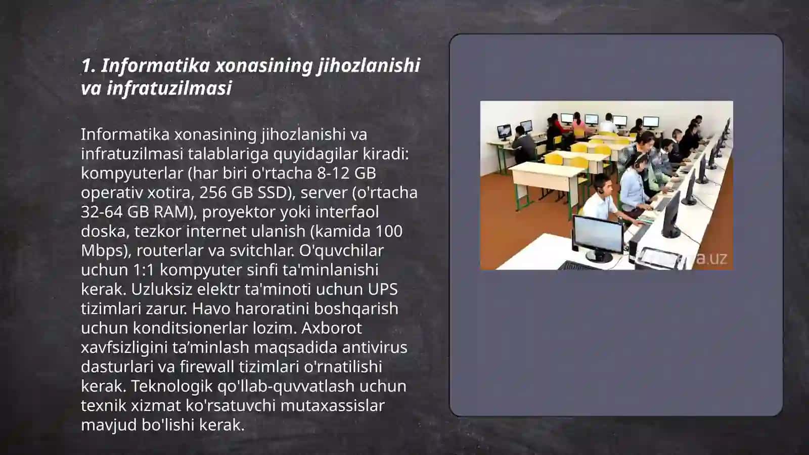 Informatika xonasida o'quv tarbiyaviy ishlarining tashkil etilishi 3