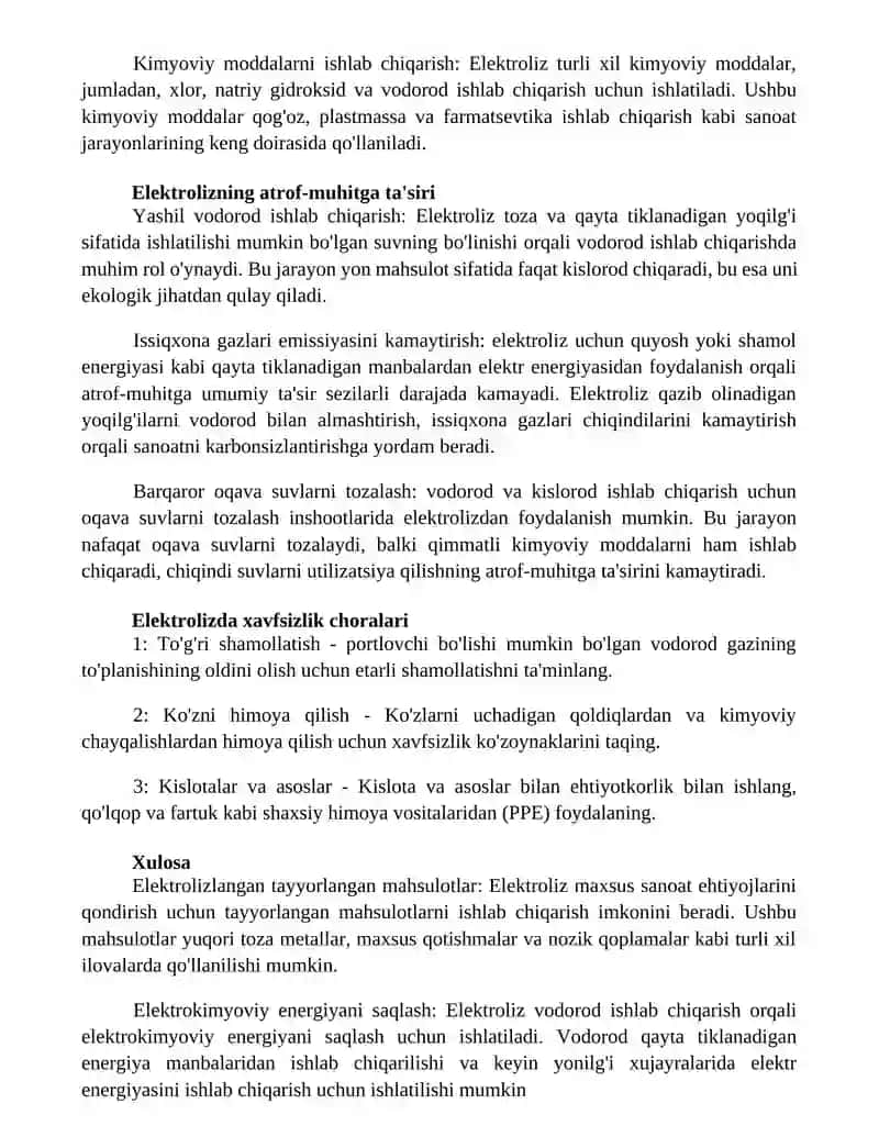 Elektrolizning Ahamiyati 3