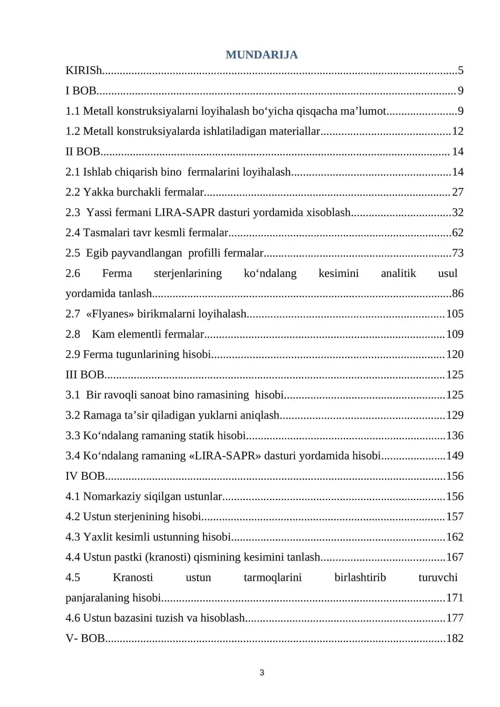 METALL konstruksiyalari (2- QISM. IShLAB ChIQARISh bino KonstruksiyaLARINI Hisoblash va loyixalash) 3