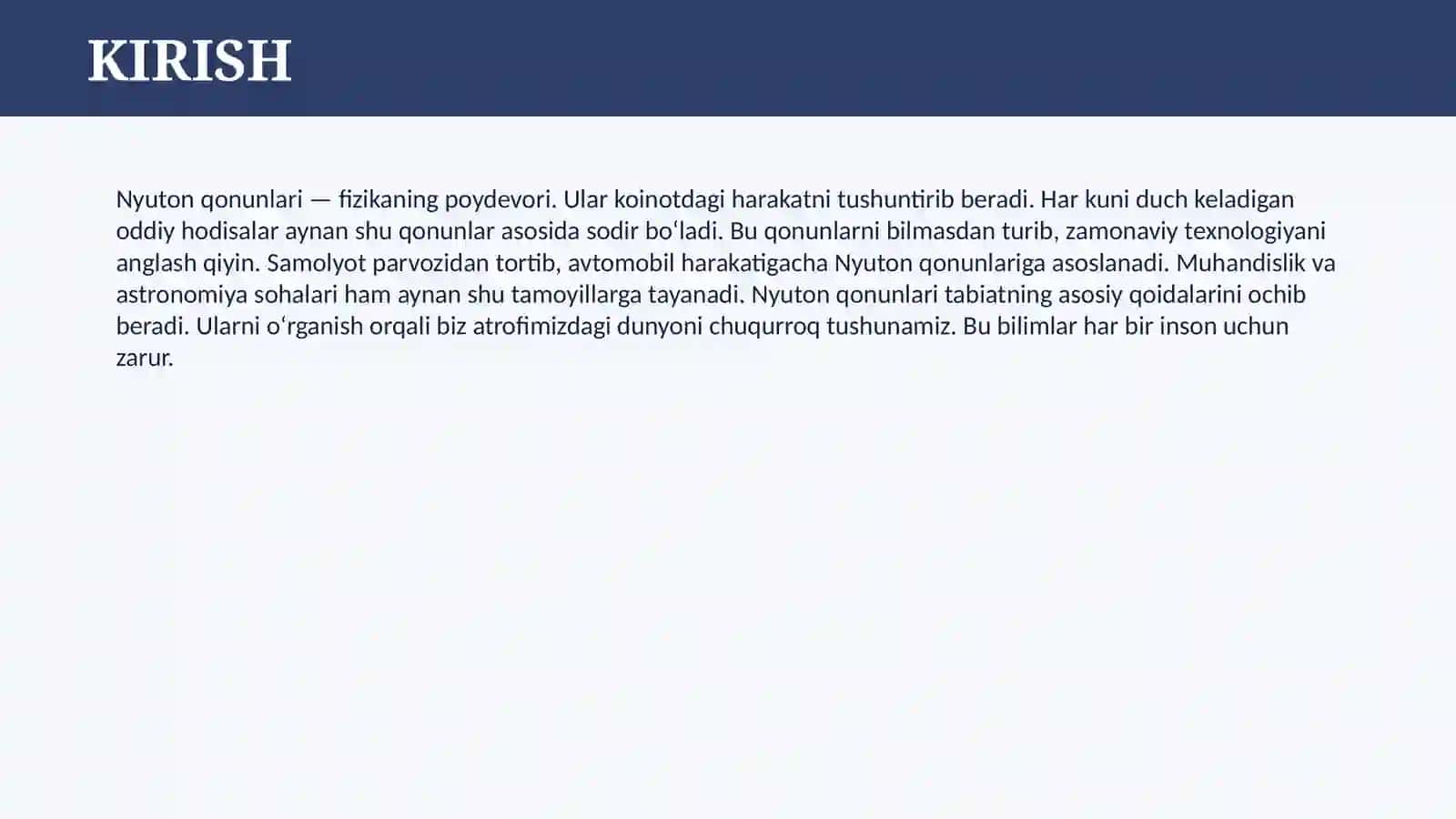 NYUTON QONUNLARI 3
