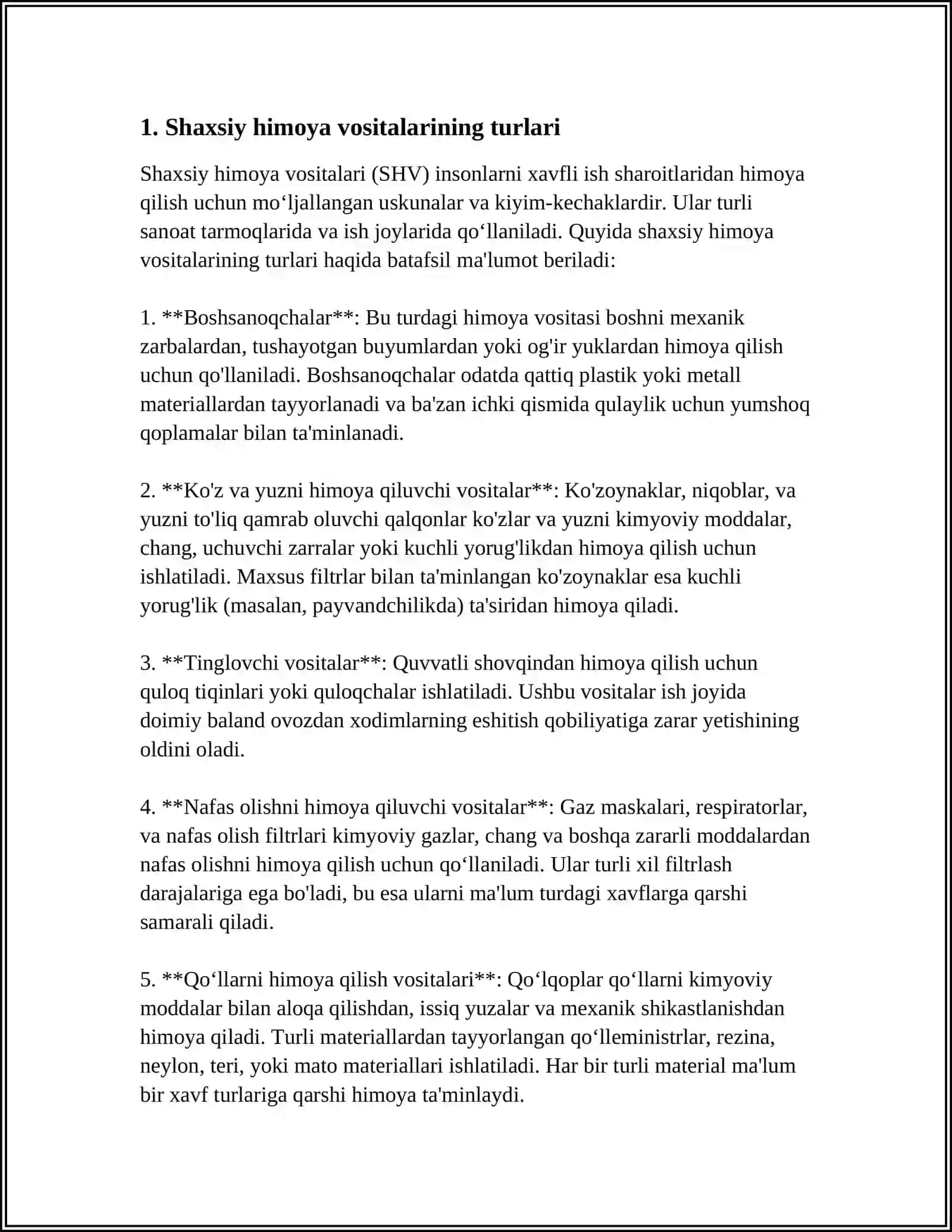 MUSTAQIL ISH Mavzu: SHAXSIY HIMOYA VOSITALARI 3