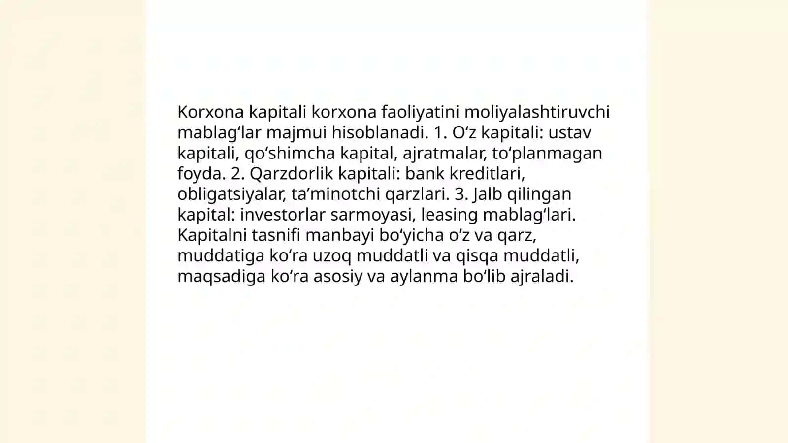 Korxonalarda kapitalni boshqarish 3
