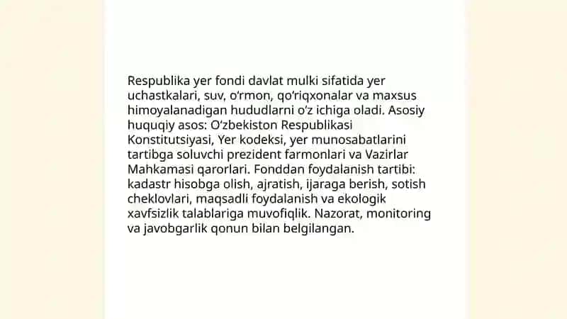 Respublika yer fondi tuzish va tahlil qilish 3