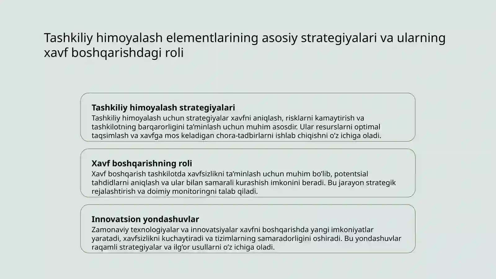 Tashkiliy himoyalash elementlari 3
