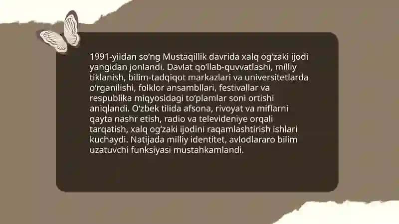 Xalq ogʻzaki ijodining oʻziga xos belgilari 3
