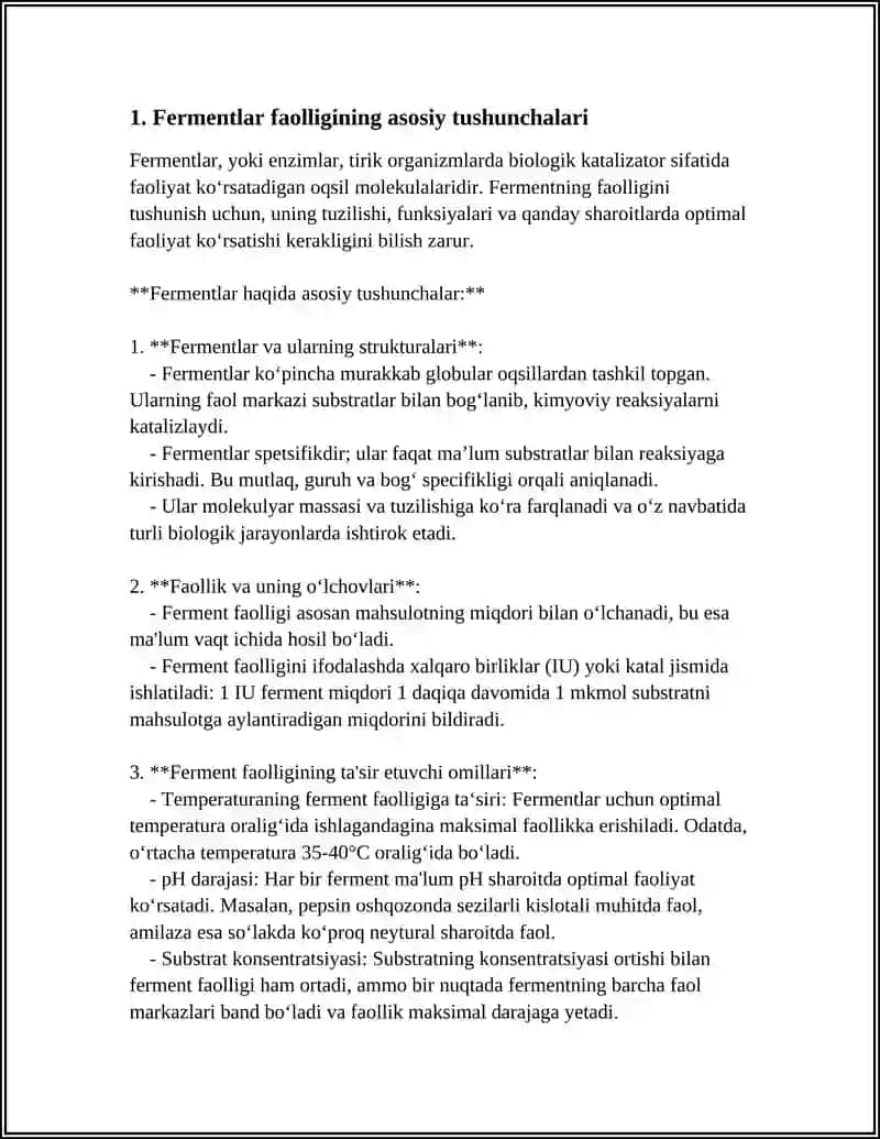 FERMENTLAR FAOLLIGINI OSHQOZON KISLOTALIGINI GIPOVA GIPERATSID HOLATLARDA O'ZGARISHI VA TIKLASH CHORALARI 3