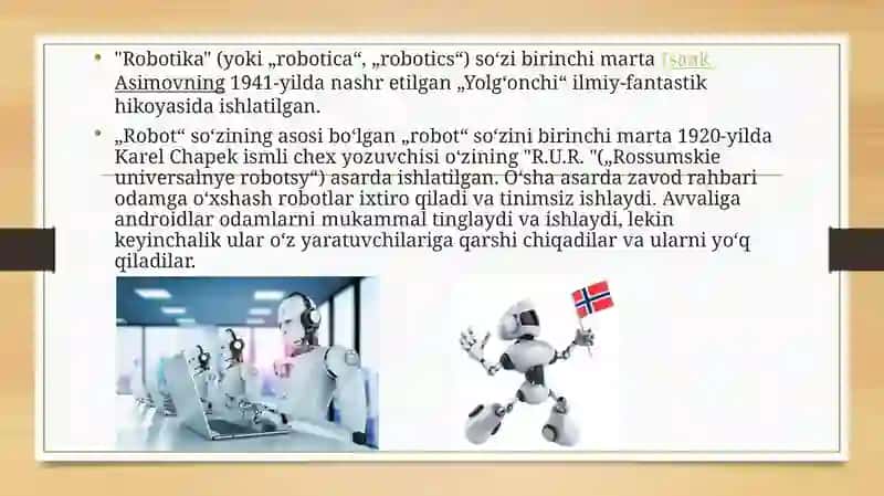 Robototexnika va uning zamonaviy dunyoda qo’llanilishi 3