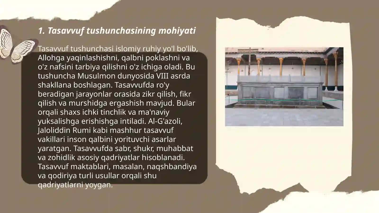 Tasavvuf tushunchasi va uning mohiyati. Tasavvufning kelib chiqishi, mazmuni va rivoji. Naqshbandiya tariqati 3