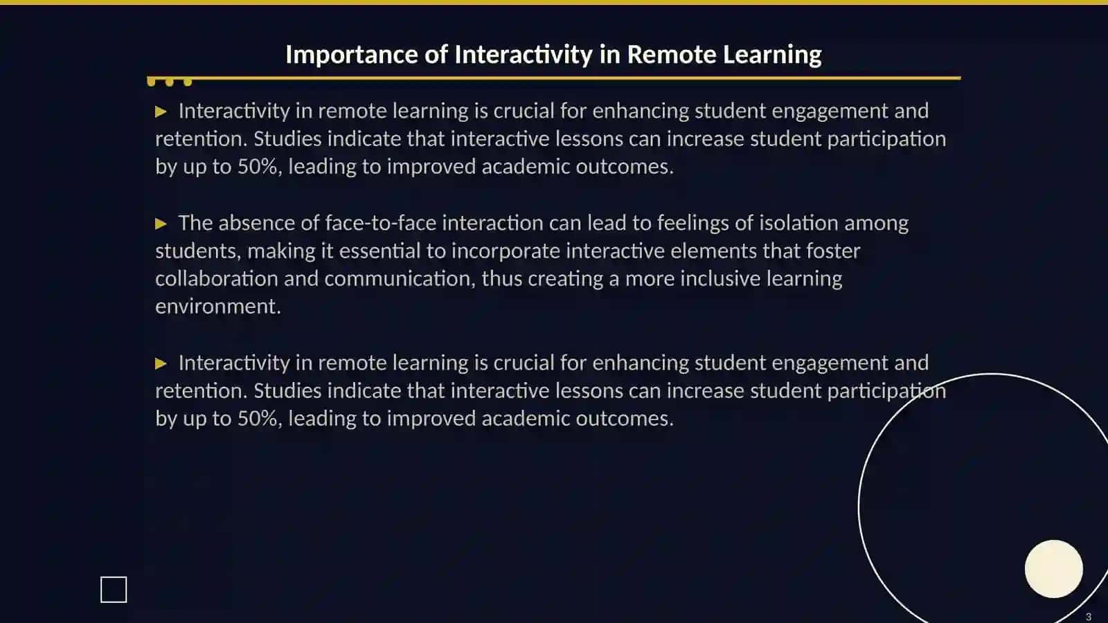 Ensuring Interactivity in Remote Lessons via Video Conferencing 3