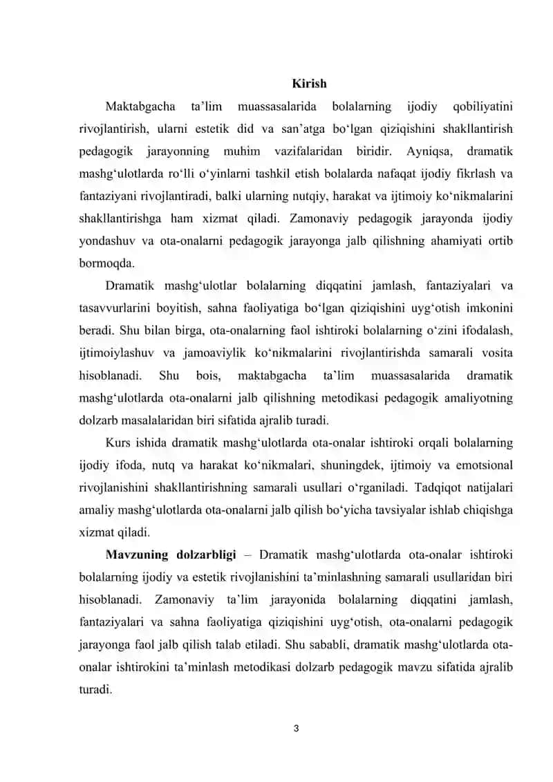 Dramatik mashgʻulotlarda ota-onalar ishtirokini ta’minlash 3