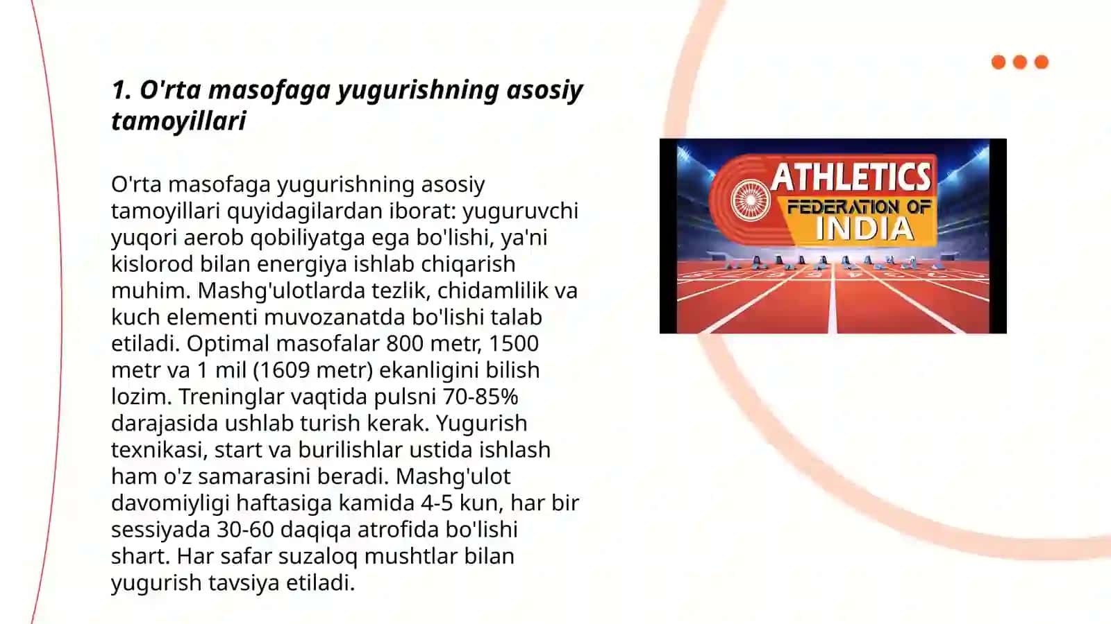 O'rta masofaga yugurish texnikasi 3