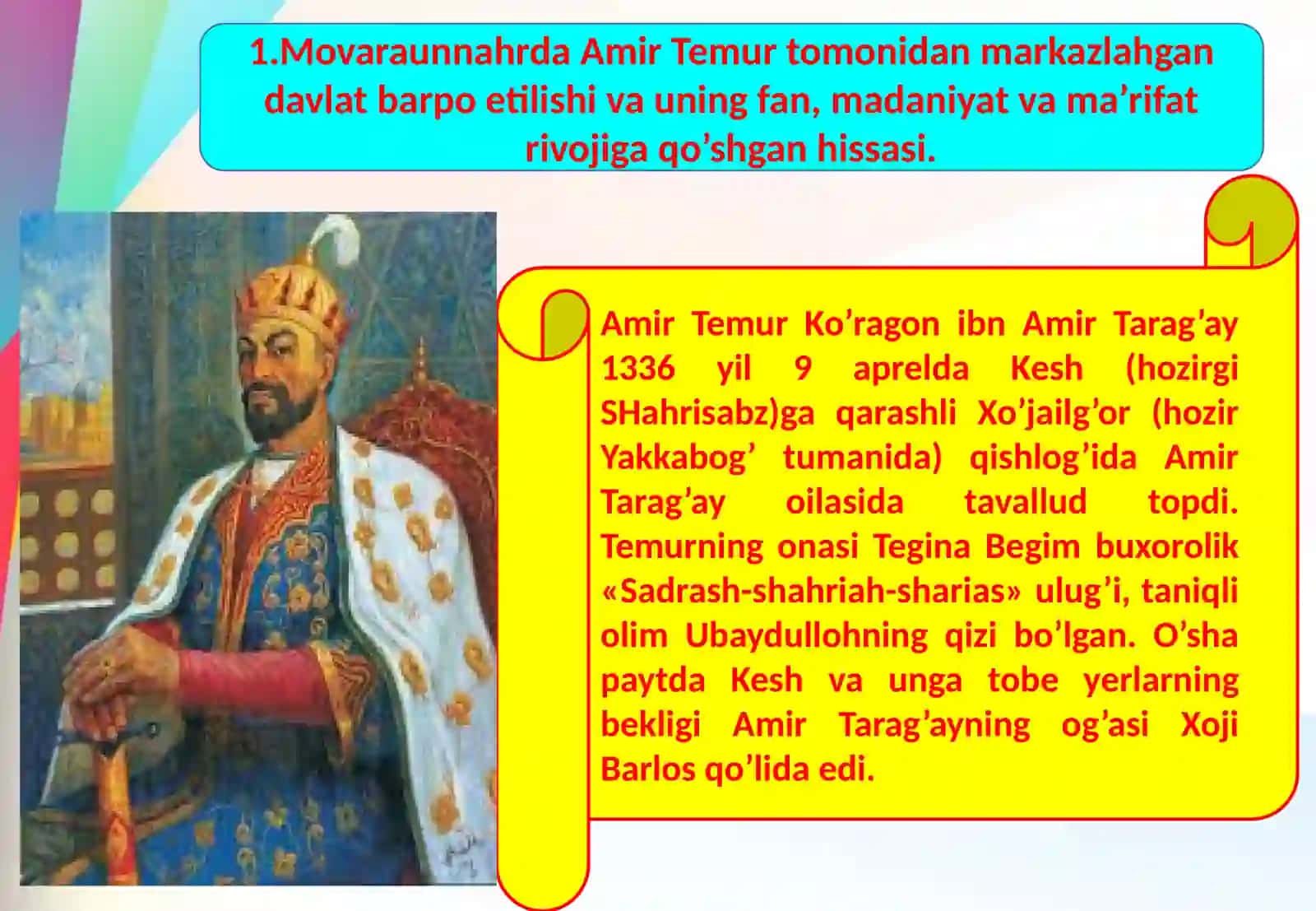 XIVasrning 2-yarmiva XVI asrda tarbiya, maktab va pedagogik fikrlar 3