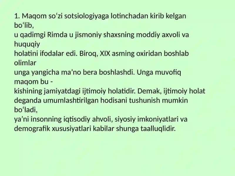 Sotsial Maqom va Ijtimoiy Tengsizlik 3
