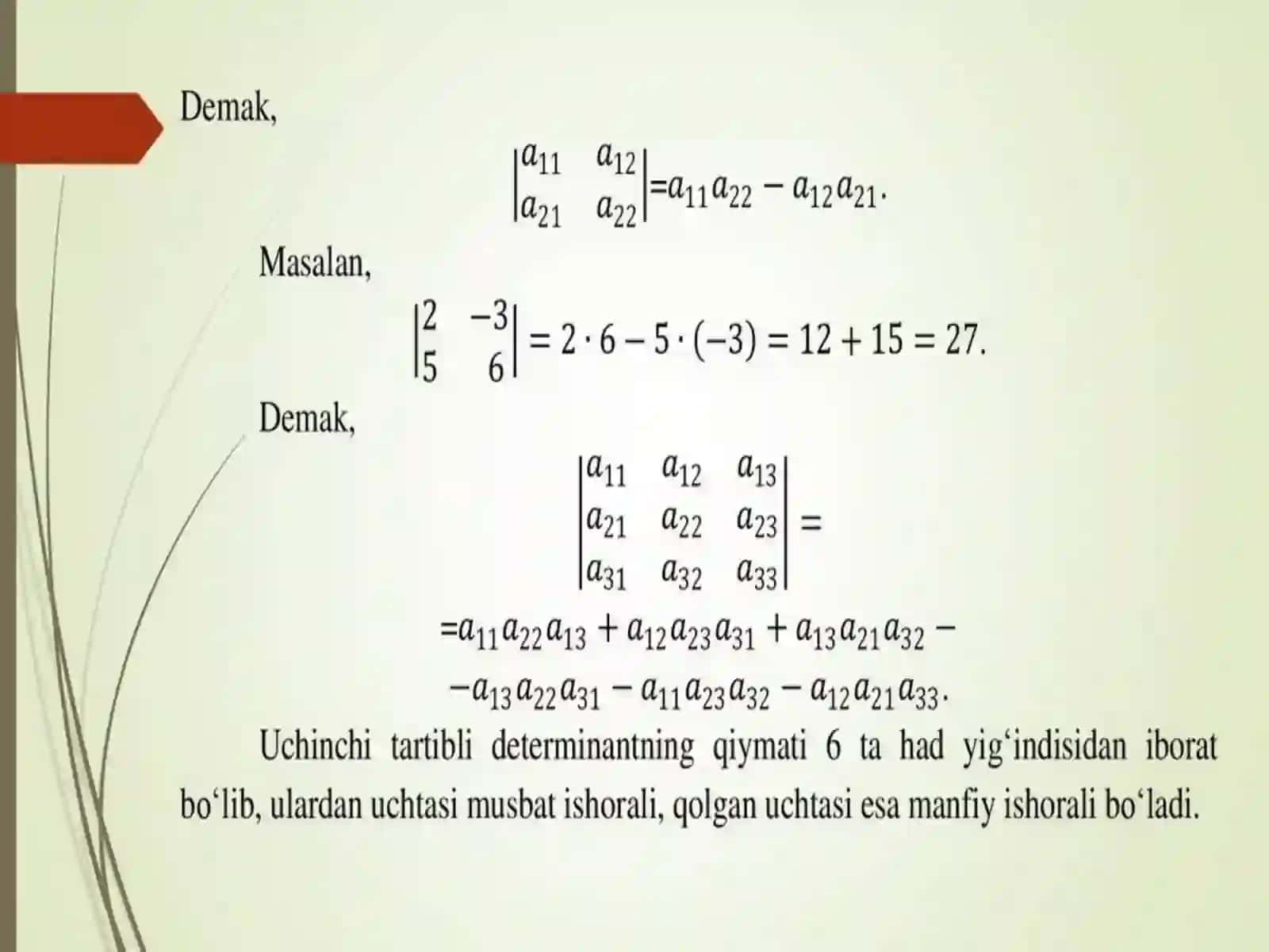 determinantlar va ularning xossalari 3